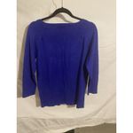 Cable & Gauge  V Neck Sweater Gold Lace Up Royal‎ Blue Baize Medium Photo 5