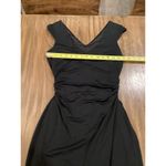 David Meister  ruched waist Bodycon simple black mini Dress V Neck Sleeveless 6 Photo 4