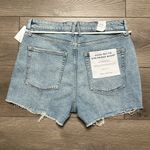 Good American  Petite Girlfriend‎ Mid Rise Relaxed Distressed Jean Shorts Blue 27 Photo 1