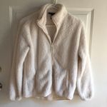 Forever 21 Womens White Fleece Zip up Jacket Super Soft Small Photo 4