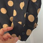 EXPRESS Portofino Polka Dot Sheer Black and Tan button down blouse Photo 4