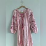 MISA Los Angeles  Tasya Embroidered Pink and White Stripe Flowy Midi Dress Photo 10