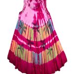 Tie Dye Palm Tree Dress Free Size Sleeveless Casual Summer Beach Cover Up Bright Pink Size L Photo 0