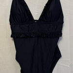 J.Crew  Ruffle One-Piece Swimsuit Bathing Suit Navy Blue Removable Pads Size 12‎ Photo 0