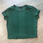 Forever 21 Green Ribbed Short Sleeve Shirt Size Small Photo 1