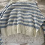 Striped Blue and White Women's Sweater Size L Photo 2
