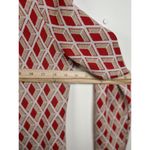 J. McLaughlin Fontaine Long Cardigan Large Red Gold Metallic Jacquard Holiday Photo 3