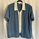 Alfred Dunner Navy Blue Textured 2 Piece Pantsuit Size 14 Photo 1