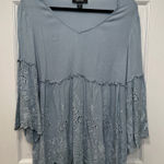 Karen Kane  Blue Eyelet Blouse Size XL Photo 0