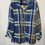 Free People NEW  We The Free So Long Summer Plaid Top Blue Tan Small Shacket Photo 6