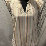 Gap 🌺THE  PASTEL AND GOLD STRIPPED FLUTTER SLEEVE TOP SIZE MEDIUM 🌺 Photo 0