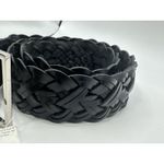 Perry Ellis  Black Leather Braided Women's Belt New Size Medium Silver Buckle‎ Photo 1