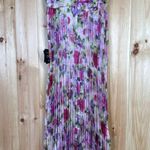 Lulus NWT  Samika Pink Multi Floral Satin Pleated Maxi Dress Wedding Bride Sz S Photo 4