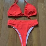 High Waisted Coral Womens Bikini Set Size Large Photo 0