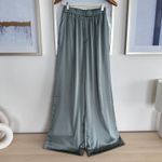 Daily Drills Pants Womens XS Lagoon Green Silky Resort Satin Lounge Wide Leg Photo 1