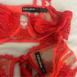 For Love & Lemons  Rosa Lace Heart Bra and Garter Belt, Red, Small Photo 7