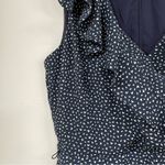 Banana Republic  Blue White Spotted Ruffled Wide Leg Jumpsuit Womens 6 Sleeveless Photo 2