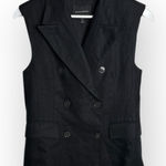 Banana Republic Palma Linen Long Vest Black V Neck Double Breasted W1948 Sz 4P Photo 0