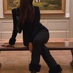 We Wore What Danielle Bernstein  high waist Faux Fur Hem pants Photo 2