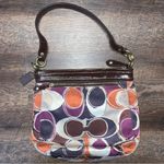 Coach  Ashley Signature Satin Monogram Hobo Patent Leather Purse Purple Brown Photo 2