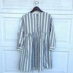 ASOS Women’s Dress Beige Blue Stripe Woven Button Back Farmhouse 6 Photo 2