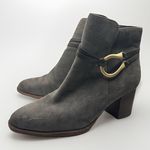 Isola  Odell Gray Suede Gray Suede‎ Ankle Boots Block Heel Gold Buckle Womens 6 Photo 0