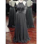Blondie Nites  New w $169 Tags Dusty Blue Gray Maxi Formal Prom Gown Dress XS Photo 1