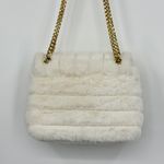 Rachel Roy crossbody bag purse cream faux fur shoulder gold chain adjustable Photo 4