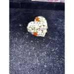 Betsey Johnson  Statement Ring Flower Rhinestone Heart Pearl Enamel Photo 5