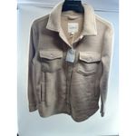 Thread & Supply‎ Women's Cream Fleece Sherpa Shirt Jacket Shacket Size S Tan Photo 4