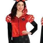 Disney Minnie Mouse Halloween Costume Hoodie Ears Bow Women Small/Medium NWOT Photo 0