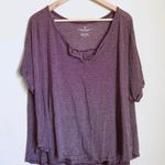 American Eagle Outfitters AEO Loose Striped Tee Purple Size L Photo 0