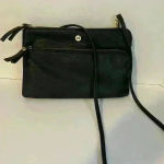 Traventi Leather double slip black crossbody hand‎ bag Photo 0