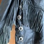 Vintage Pegasus Black Leather Motorcycle Jacket Tassels & Red Roses Medium Photo 6