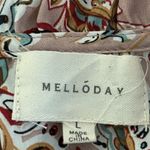 MELLODAY  Paisley Ruffle Blouse Tan Brown Size L Photo 3