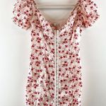 Urban Outfitters Britney Hook & Eye Puff Short Sleeve Mini Dress White Red Small Photo 0