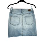 Paige  Women's Blue Light Wash Distressed Hem Side Slits Denim Mini Skirt Size 24 Photo 1