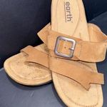 Earth Origins Earth Brown Leather & Cork Comfort Cushioned Strappy Slip-on Casual Sandals 8.5M Photo 0