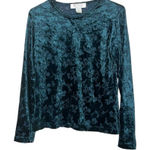 Petite Sophisticate Vintage  Green Velvet Semi‎ Sheer long Sleeve Top Size S Photo 0