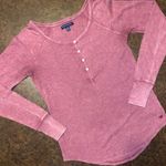 American Eagle Outfitters Long-Sleeve Henley Tee in Distressed Red - size small Photo 0