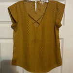 Lily White  Polka Dot Blouse‎ Women's Size Small Mustard Yellow Top Crossover Photo 0