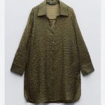 ZARA NWT  Woman's  Sequin Oversized Tunic Top Shirt  Olive Green Photo 5