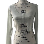 SheIn Light Green Semi-Sheer Button Front Long Sleeve Crop Top - Size L Photo 0