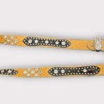 Atlas Black and Tan Leather Belt with Silver Buckles and Rhinestone Detailing Photo 0