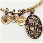 ALEX AND ANI Because I Love You Charm Gold Tone Expandable Bangle Bracelet Photo 1
