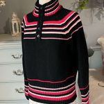 Liz Claiborne  Lizsport Petite Sweater Black Striped Cotton Acrylic Cotton MP Photo 2