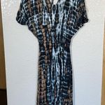 Tiare Hawaii  Eden Tie Dyed Boho Dress Large Blue Brown Photo 0