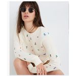 Madewell Embroidered Beach Scene Cream Cotton Sweater Size Small Photo 6