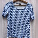 Talbots Blue and White Patterned Short Sleeve Top Photo 0