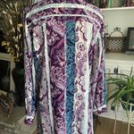 Chico's Teal and Purple Paisley Print Shirt Photo 3